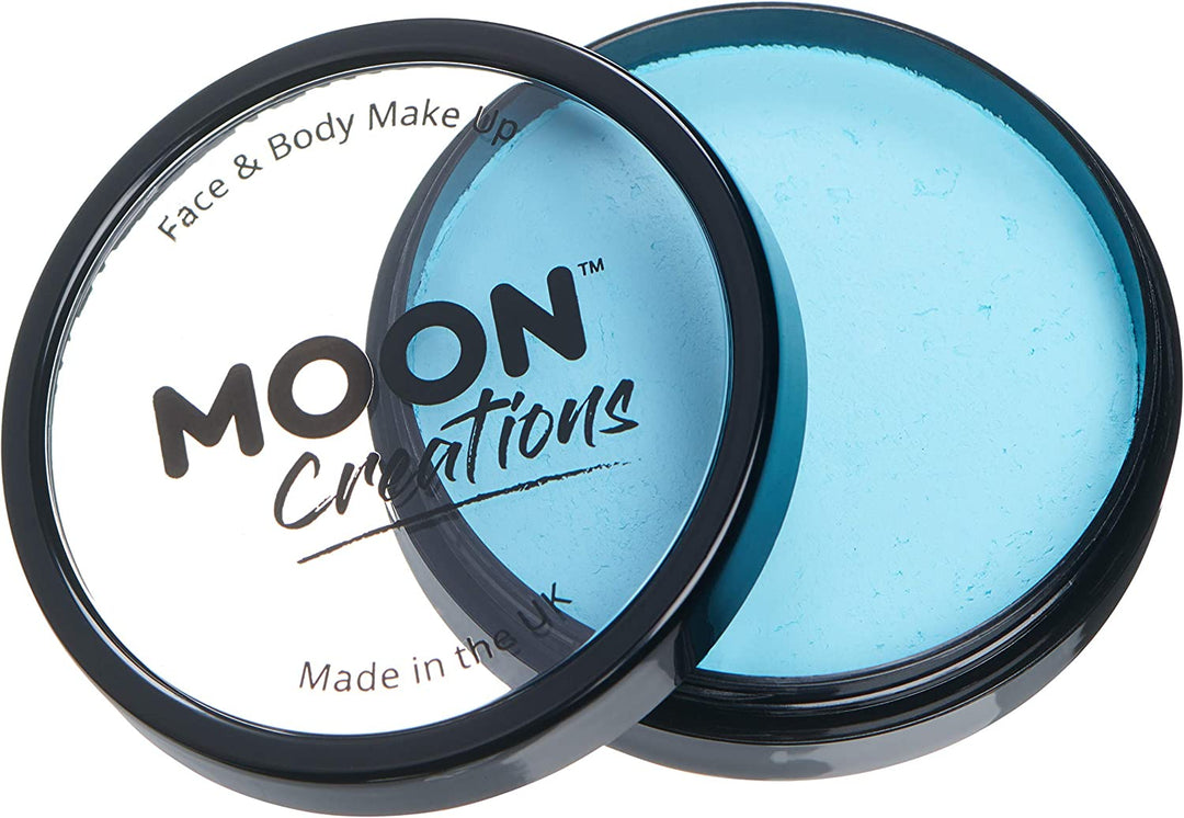 Pro Face &amp; Body Paint Cake Pots von Moon Creations – Hellblau – Professionelles Gesichtsfarben-Make-up auf Wasserbasis für Erwachsene und Kinder – 36 g