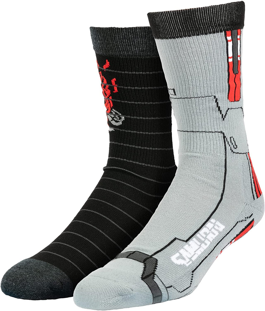 JINX Cyberpunk 2077 Johnny Silverfoot Embroidered Athletic Crew Socks, Multi-Col