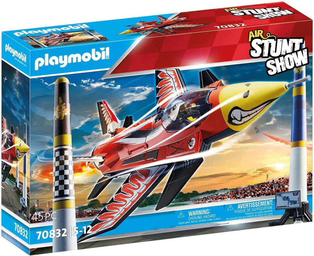 PLAYMOBIL Air Stunt Show 70832 Eagle Jet, Toy Plane with Wind-Up Motor, Aeroplane