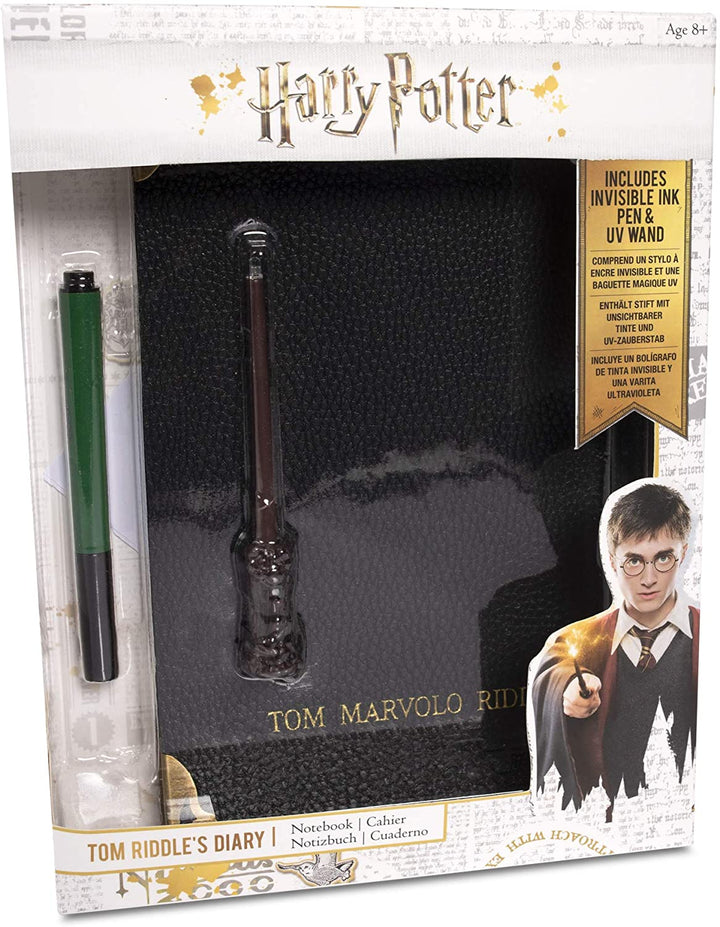 ¡Guau! Stuff Collection Cuaderno diario de Harry Potter Tom Riddle, bolígrafo de la casa Slytherin y varita UV