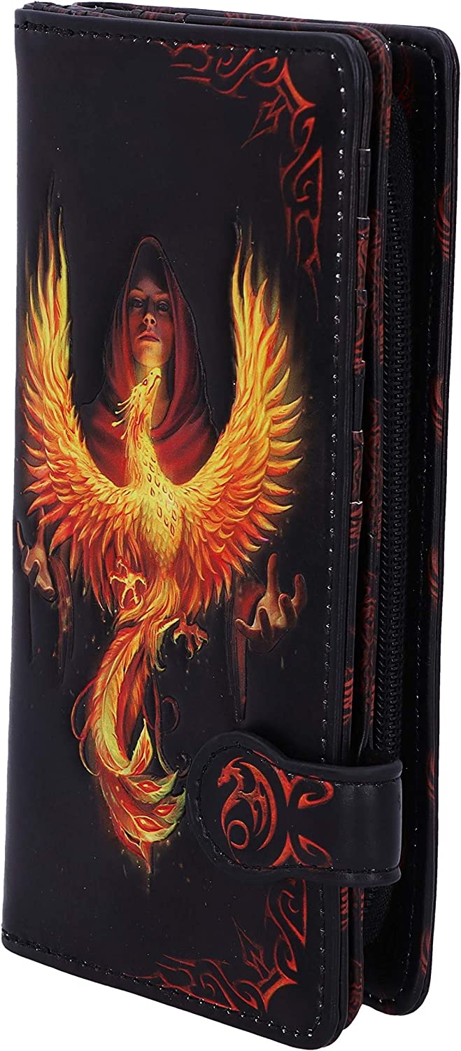 Nemesis Now Anne Stokes Phoenix Rising Mythical Bird Embossed Purse, Black, 18.5