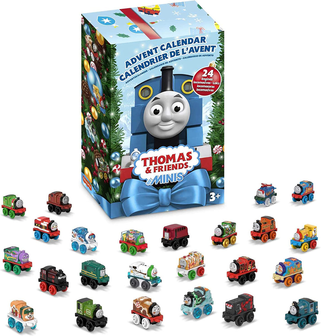 ?Fisher-Price Thomas &amp; Friends MINIS Adventskalender 2022, Weihnachtsgeschenk, 24 Miniatur-Spielzeugeisenbahnen und -fahrzeuge
