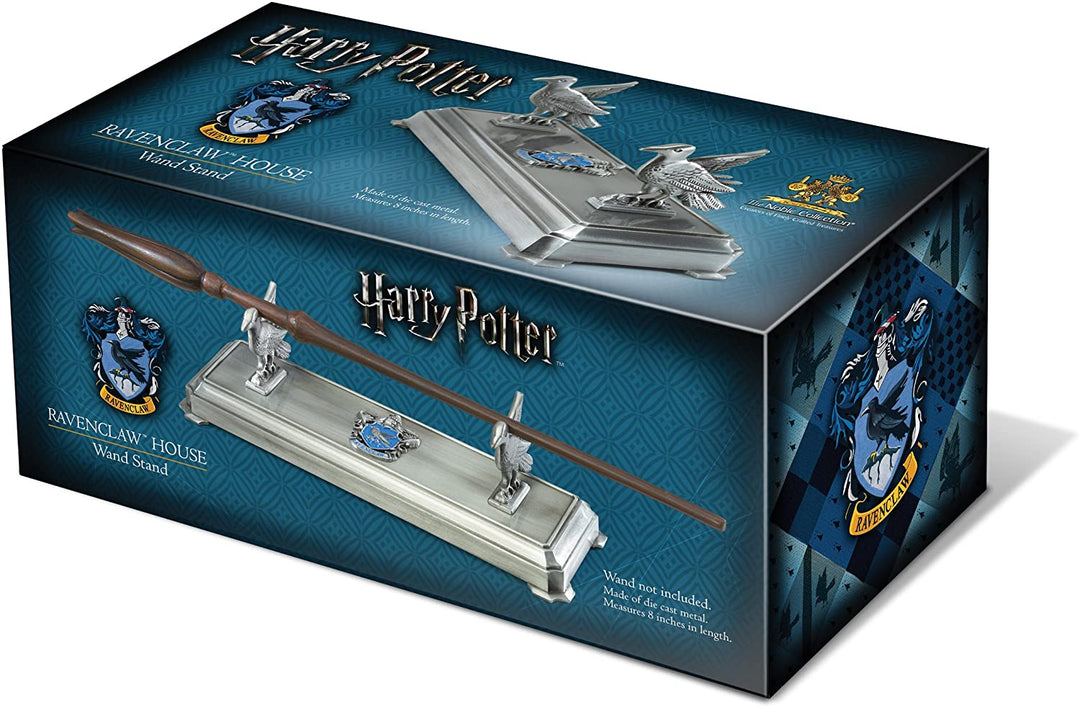 The Noble Collection Harry Potter Ravenclaw Zauberstabständer – 8 Zoll (20 cm) silberfarbener individueller Zauberstabständer – Harry Potter Filmset Film-Requisiten Zauberstäbe – Geschenke für Familie, Freunde und Harry-Potter-Fans