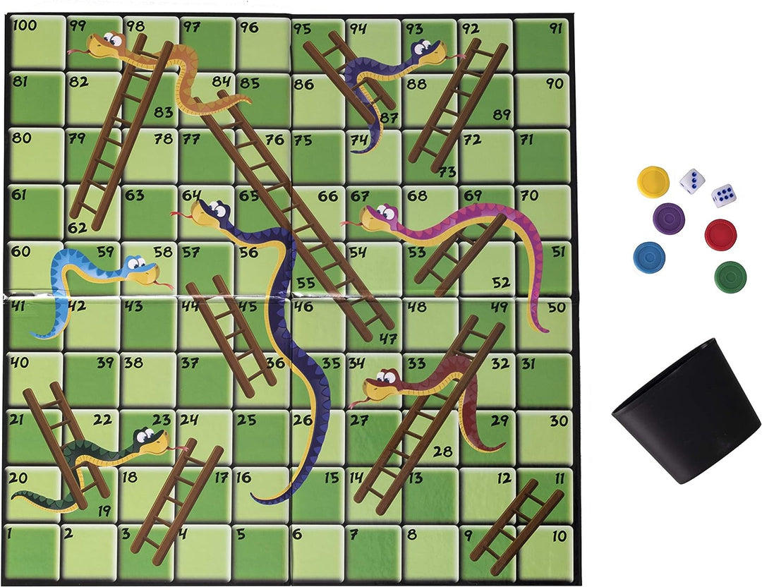 HTI Toys Traditional Games Snakes & Ladders Family Board Game Set