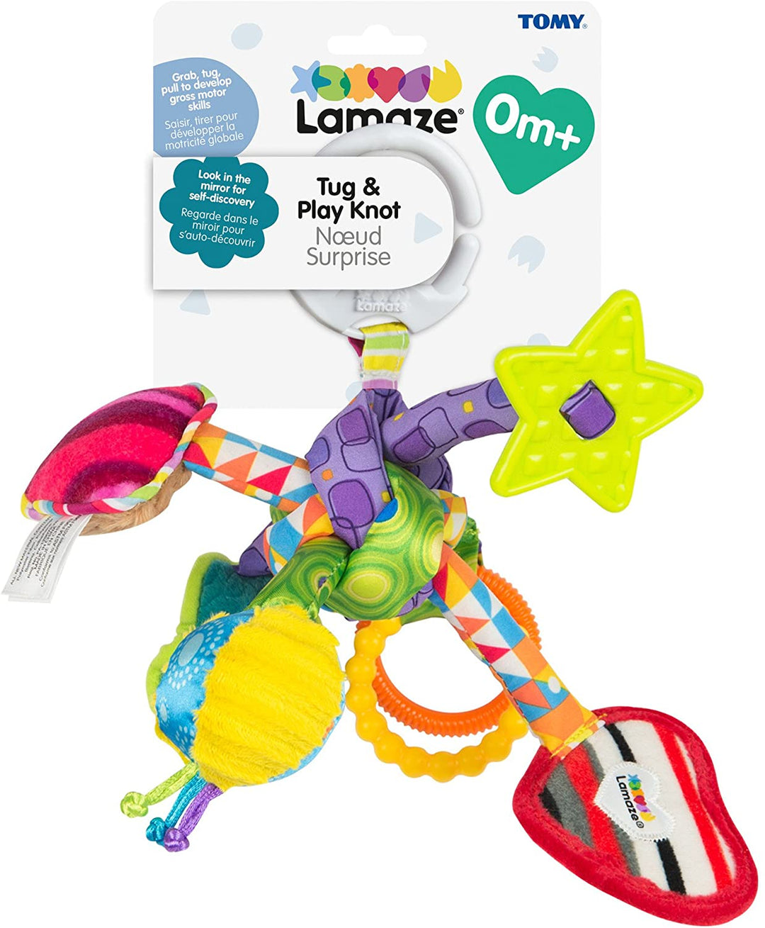 Lamaze Babyspielzeug zum Ziehen und Spielen mit Knoten, Clip-on-Spielzeug für Kinderwagen und Kinderwagen, ideales Geschenk zur Babyparty für frischgebackene Eltern, sensorisches Spiel für Babys, Jungen und Mädchen von 0–6 Monaten