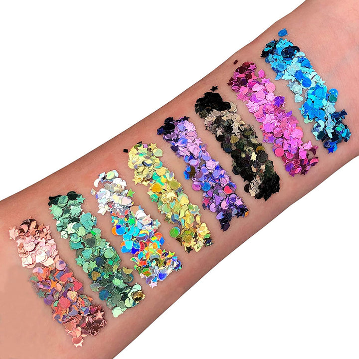 Smiffys Holografische Glitter Vormen van Moon Glitter - Paars - 3g