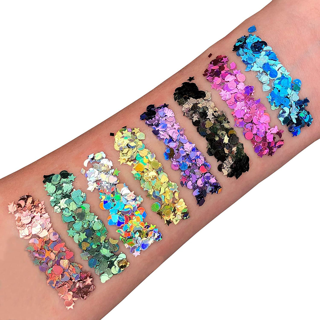 Smiffys Holographic Glitter Shapes by Moon Glitter - Plata - 3g