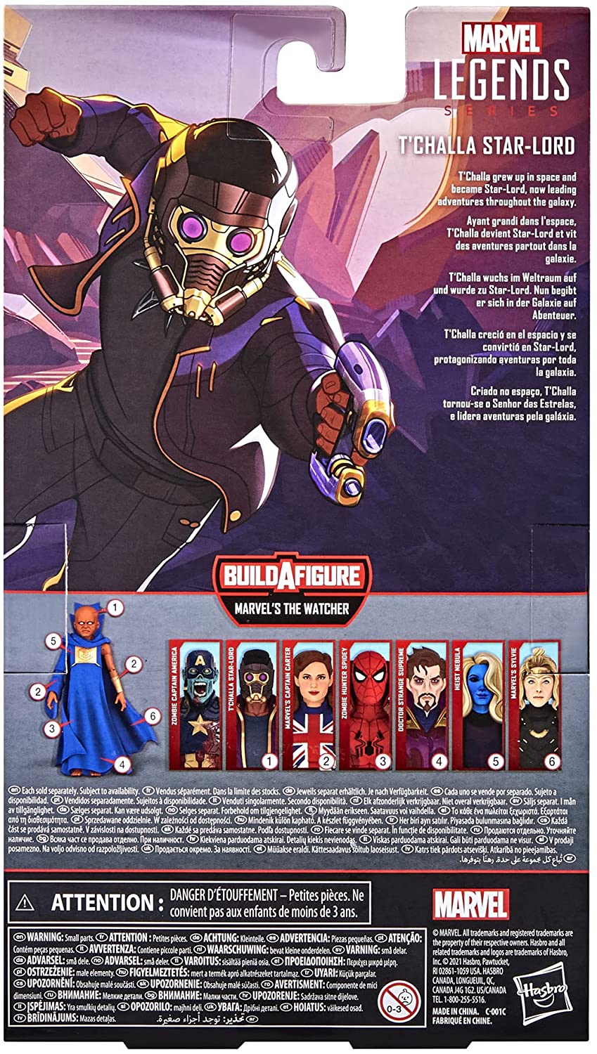 Marvel Legends Series 15 cm große Actionfigur T'Challa Star-Lord, Premium-Design, 1 Figur, 3 Zubehörteile und Build-A-Figure-Teil, mehrfarbig
