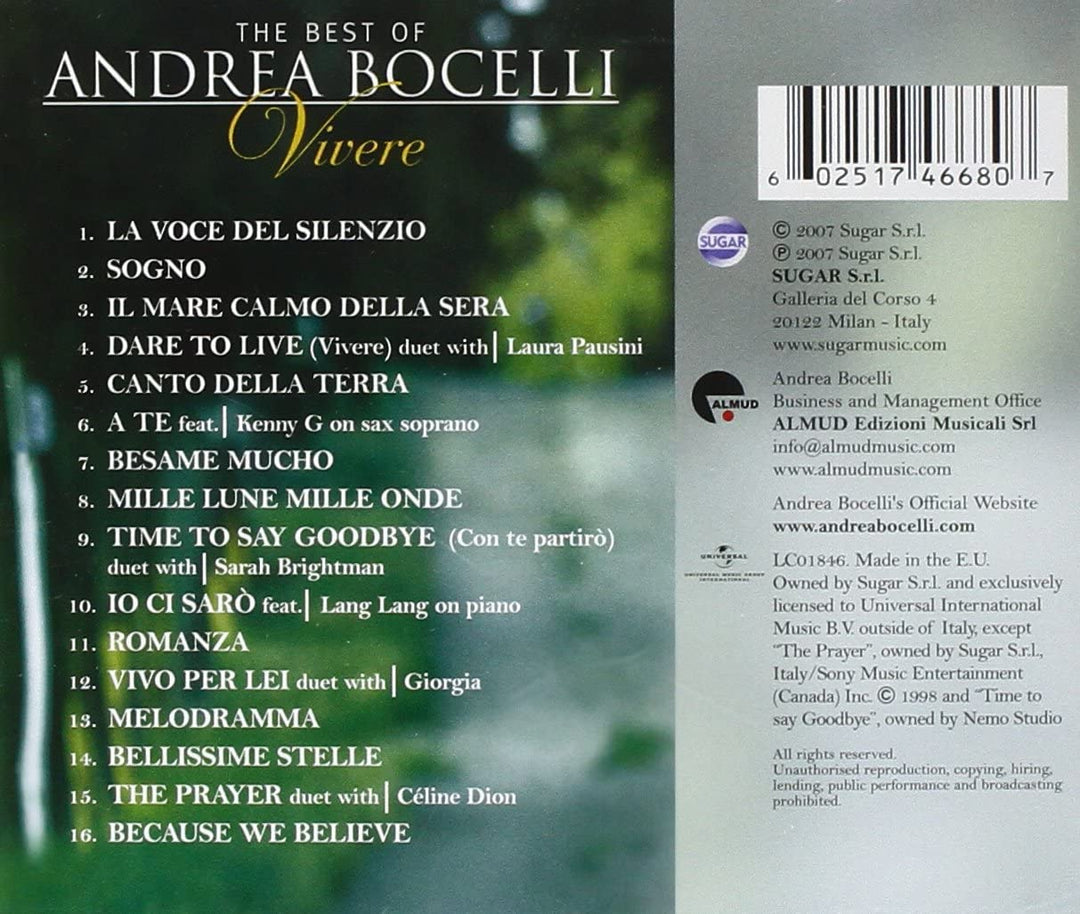 Vivere – Greatest Hits – Andrea Bocelli [Audio-CD]