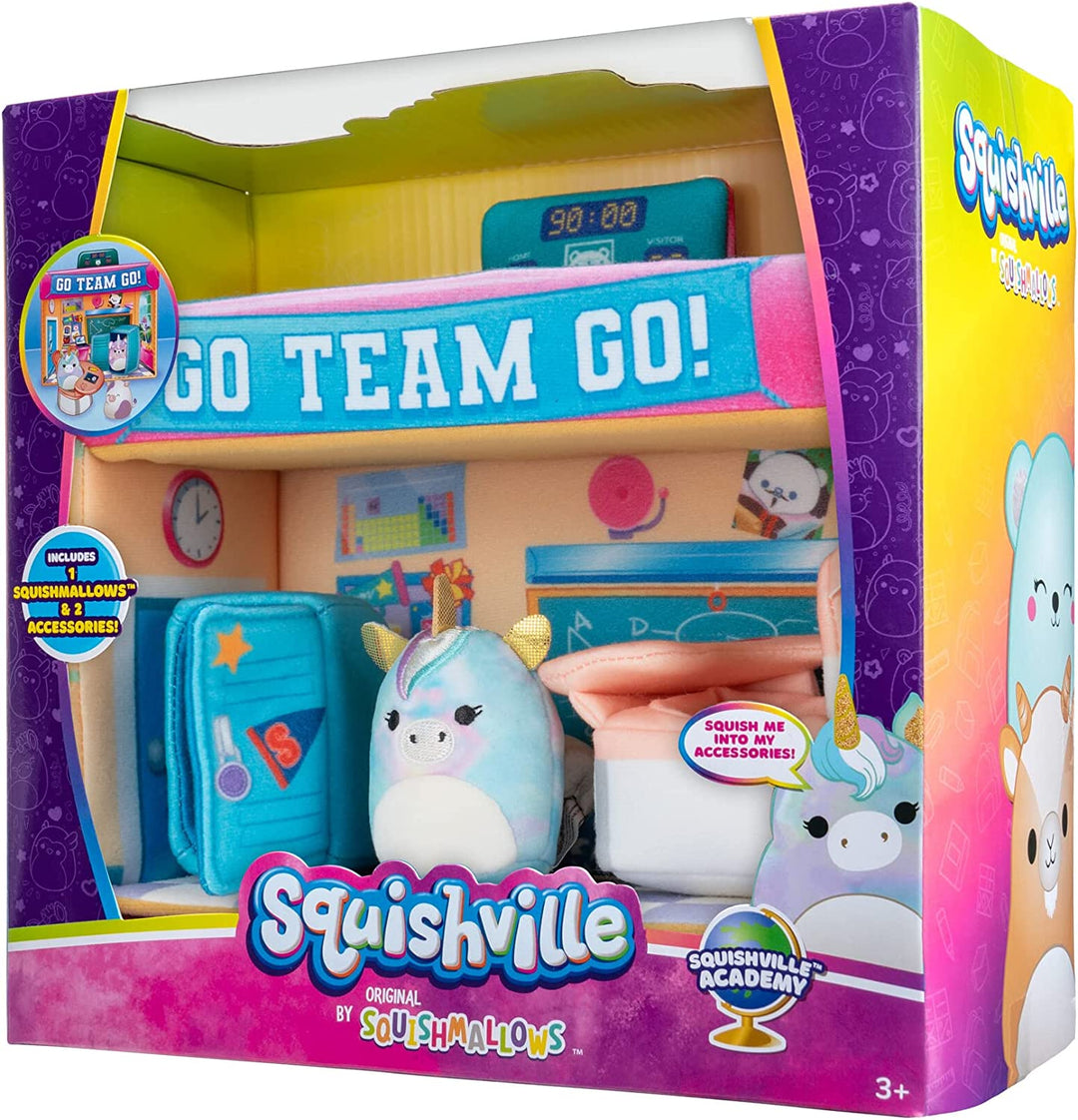 Squishville SQM0325 Deluxe Academy Playscene – inklusive 2-Zoll-Plüschzubehör