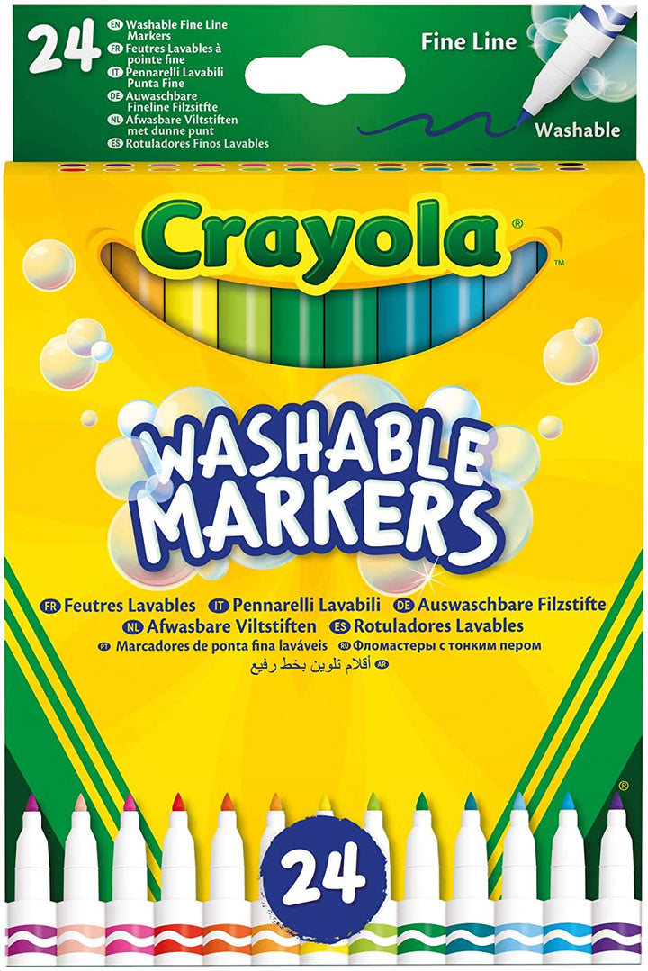 CRAYOLA 24 waschbare Markerstifte mit feiner Spitze, sortiert, für Schule und Freizeit, farbig /
