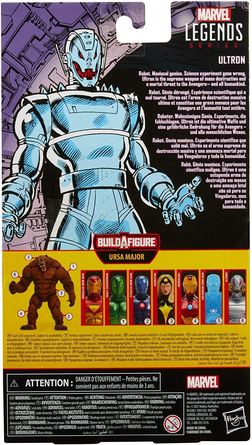 Hasbro Marvel Legends Series 6-Zoll-Ultron-Actionfigurenspielzeug, erstklassiges Design und Artikulation, inklusive 5 Zubehörteilen und Build-A-Figure-Teil, mehrfarbig, F0359