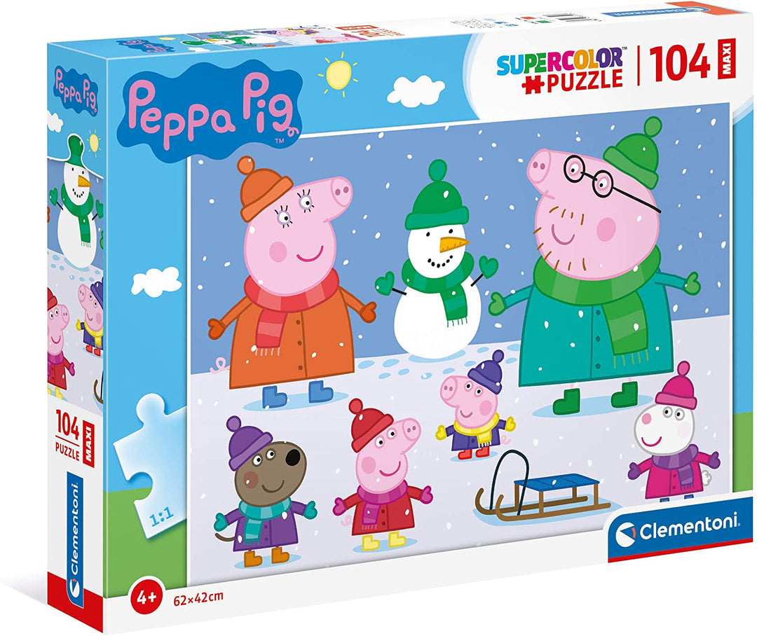 Clementoni 23752, Peppa Pig Supercolor Puzzle for Children - 104 Pieces, Ages 4