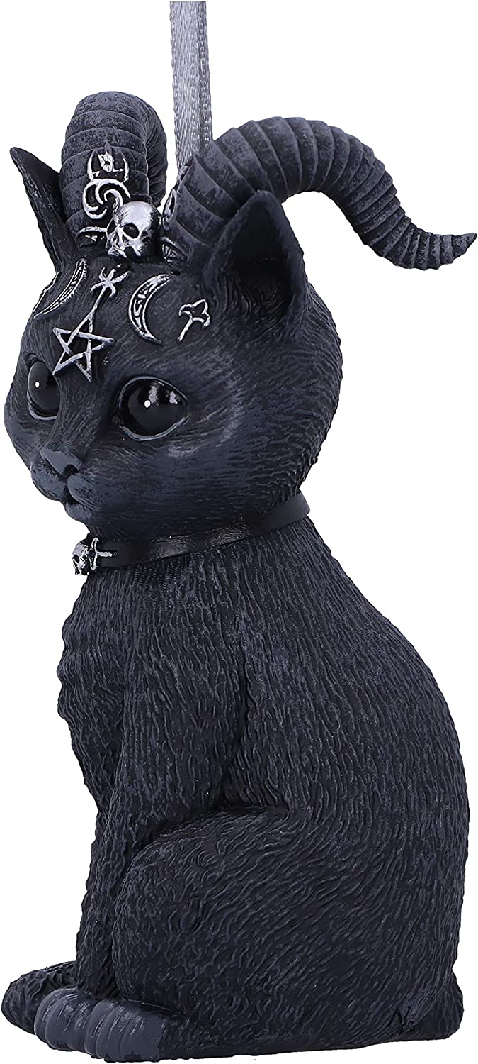 Nemesis Now Pawzuph Horned Cat Hanging Ornament in Black Resin 4