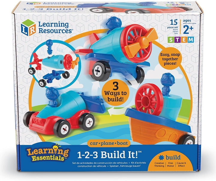 Learning Resources 1-2-3 Build It! Car-Plane-Boat - Yachew