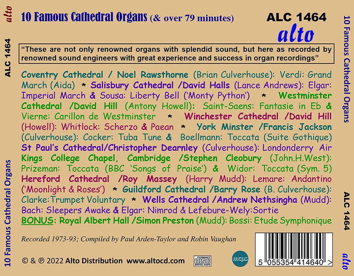 10 FAMOUS CATHEDRAL ORGANS (recorded by legendary Sound engineers) [Audio CD]
