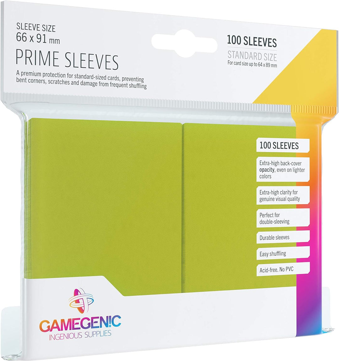 Gamegenic GGS11022ML Prime Sleeves (100-Pack), Lime