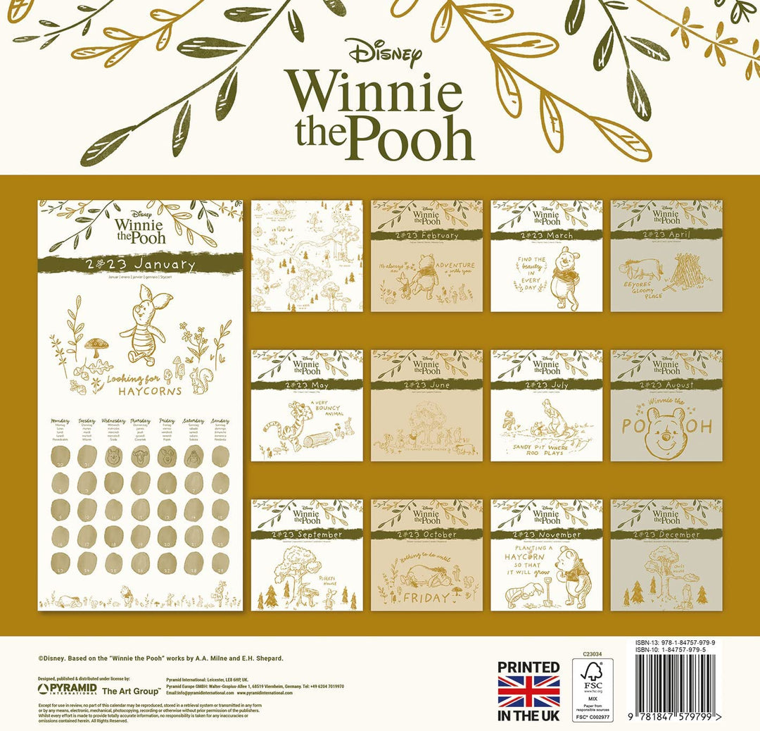 Disney Winnie The Pooh Kalender 2022 – Monatsplaner 30 cm x 30 cm – Aus