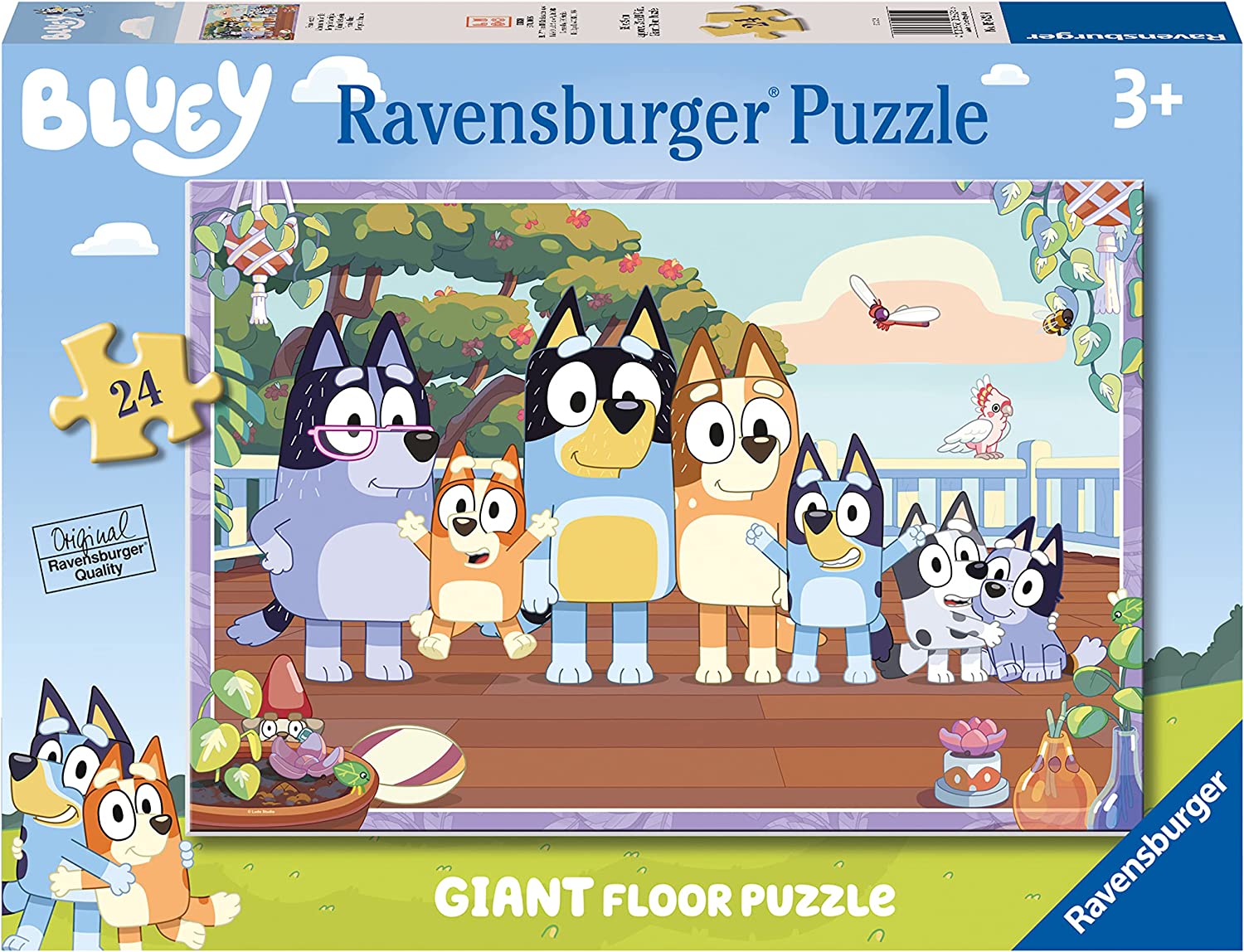 Ravensburger Bluey 24-teiliges Riesen-Bodenpuzzle – Lernpuzzle für Kinder ab 3 Jahren
