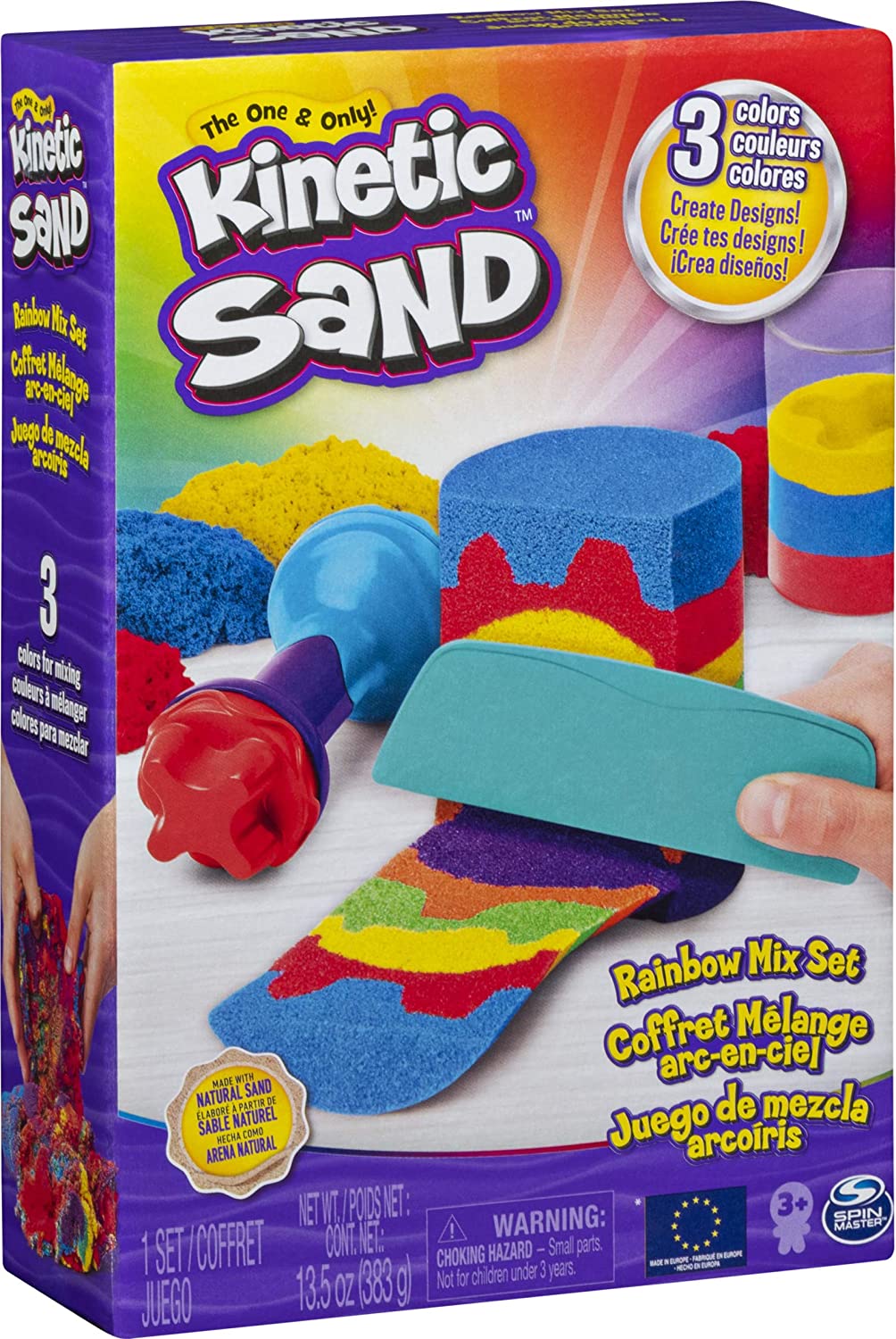 Kinetic Sand Rainbow Mix Set con 3 colores de arena cinética (382g)