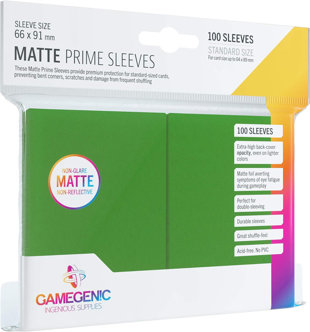 Gamegenic GGS11031ML Matte Prime Sleeves (100-Pack), Green