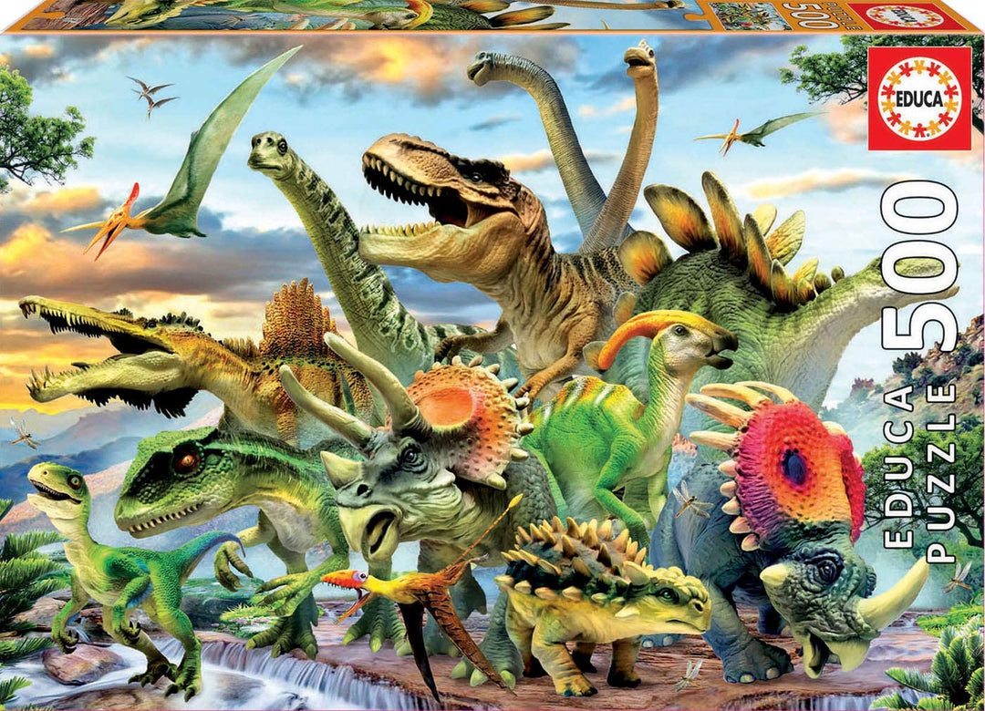 Educa Borras 17961 500 Puzzle Dinosaure, Multicolore