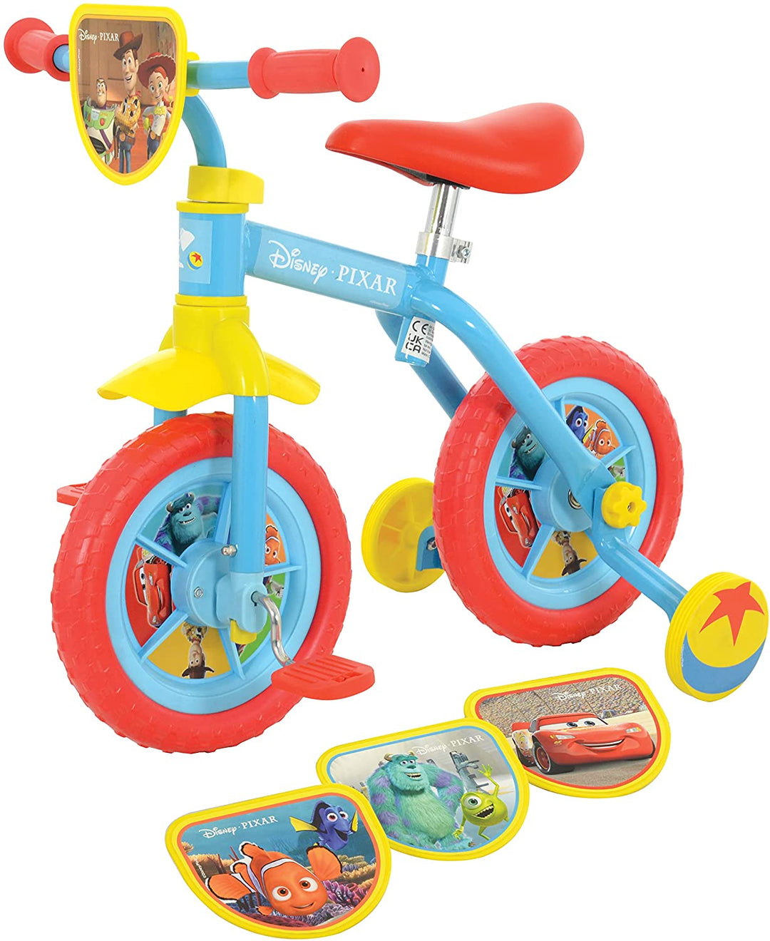 Disney Unisex-Jugend Pixar Switch It Multi Character 2in1 10" Trainingsfahrrad, Mult