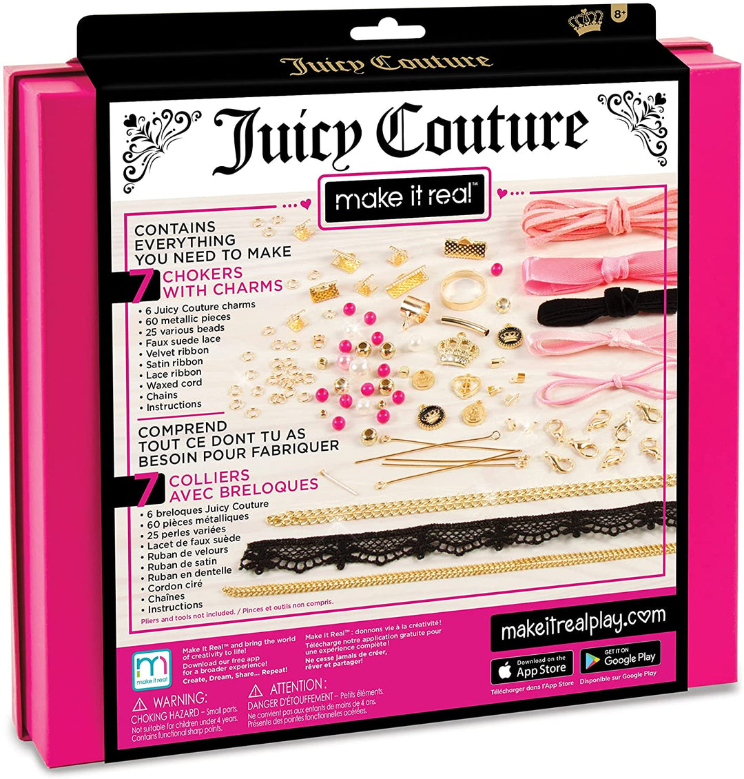 Make It Real - Gargantillas y Charms Juicy Couture. Kit de fabricación de joyas de gargantilla para niñas.