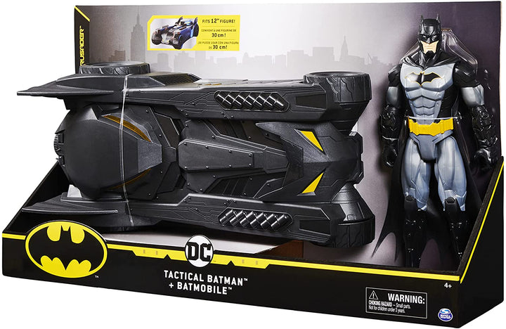 Batman 6058417 DC Comics Batmobil-Fahrzeug und bewegliche Figur 30 cm – Kinderspielzeug ab 4 Jahren