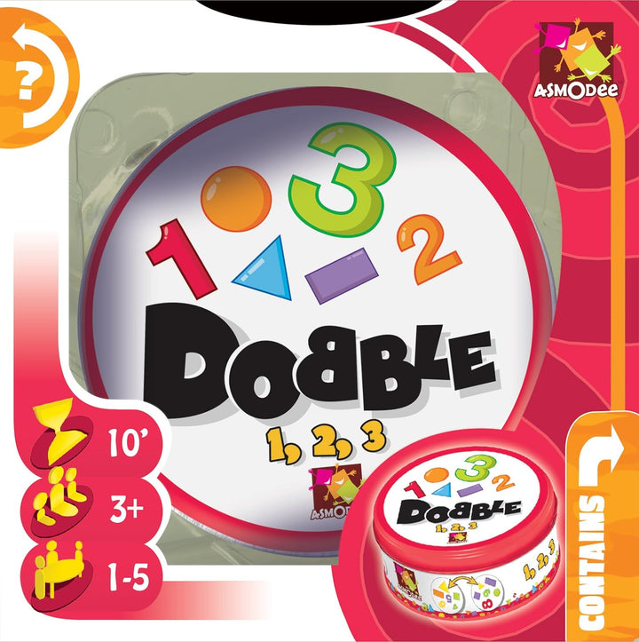 Asmodee | Dobble 1, 2, 3 | Kartenspiel | Ab 6 Jahren | 2-8 Spieler | 15 Minuten Spielzeit