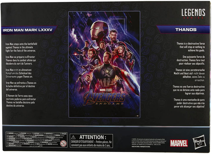 Hasbro Marvel Legends Series 15 cm großes Actionfiguren-Spielzeug im Doppelpack „Iron Man Mark 85 vs. Thanos“, inklusive Premium-Design und 8 Zubehörteilen