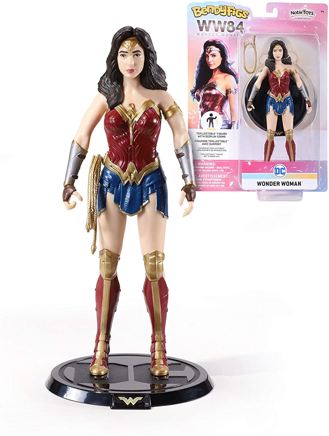 The Noble Collection DC Comics Bendyfigs Wonder Woman - 7,5 pollici (19 cm) Noble Toys DC Figura bambola da collezione pieghevole e posabile con supporto