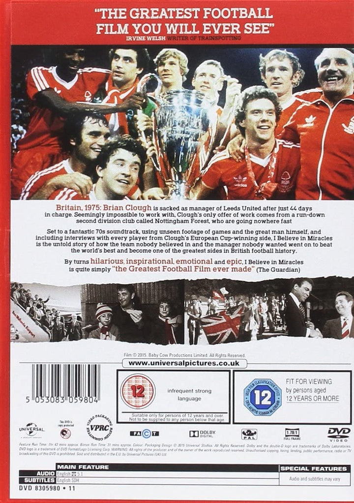 Brian Clough: I Believe in Miracles [DVD] [2015]