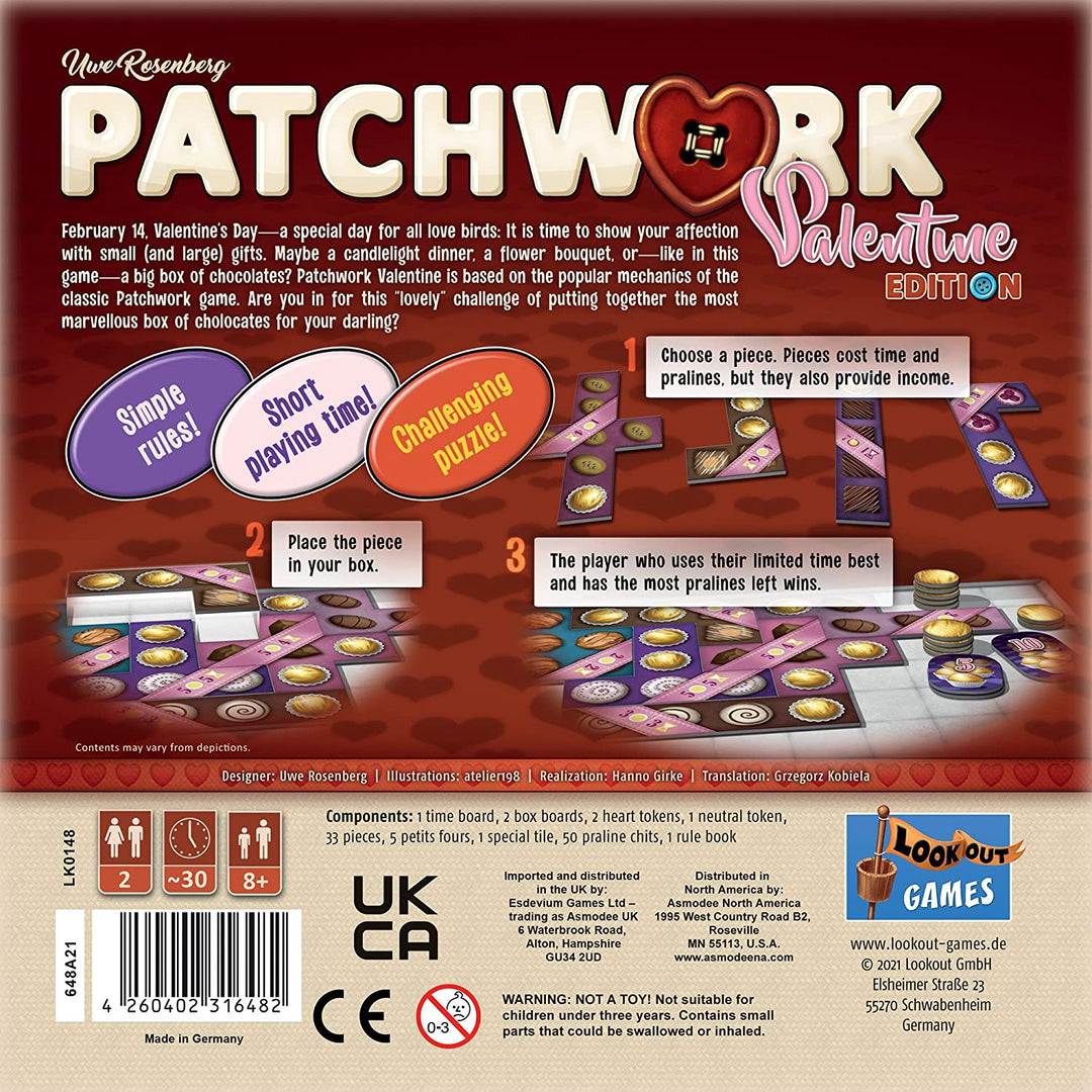 Lookout Spiele | Patchwork: Valentinstagausgabe | Brettspiel | Ab 8 Jahren