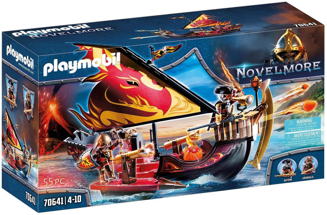 Playmobil 70641 Novelmore Knights Burnham Raiders Nave antincendio, galleggiante, per bambini dai 4 anni in su
