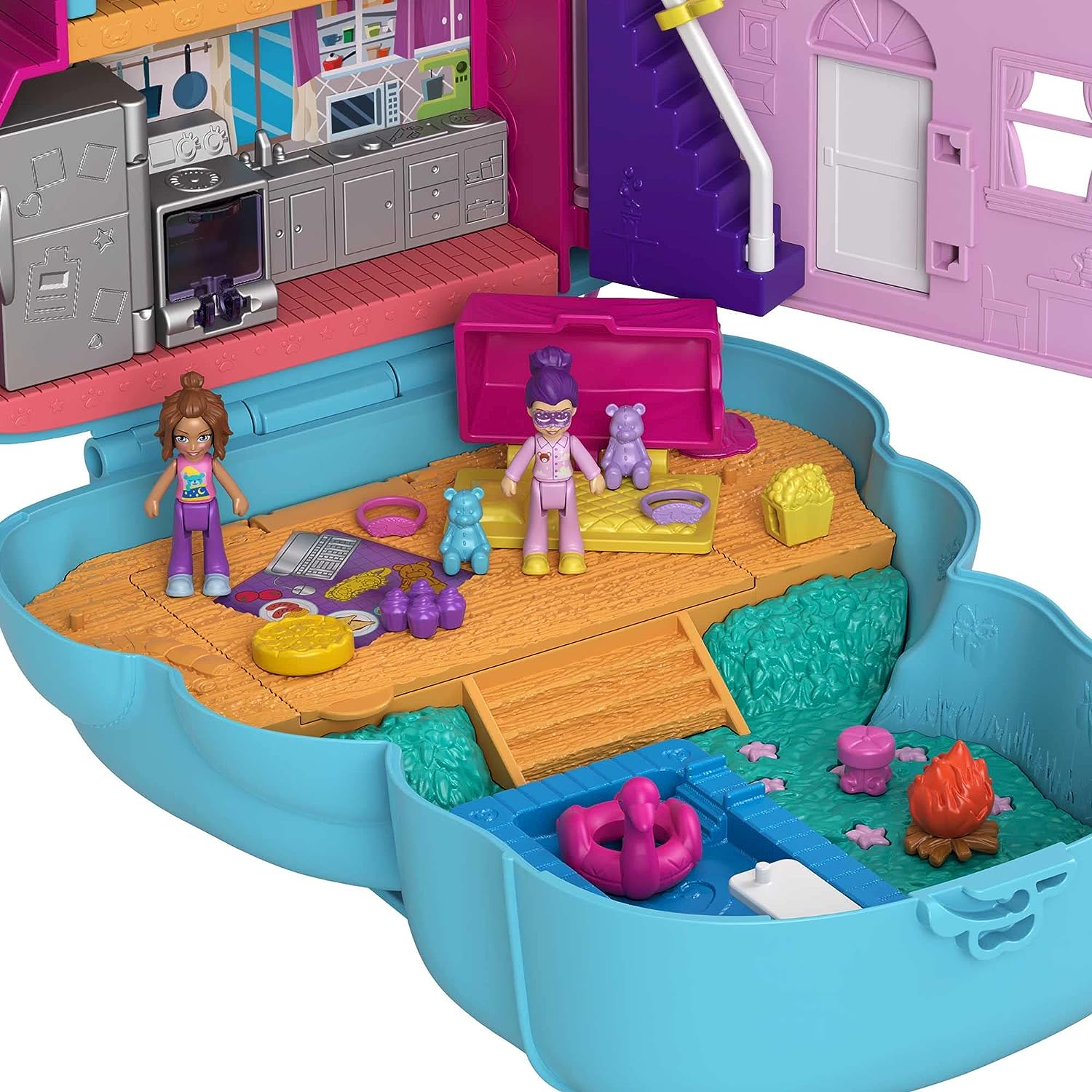 Polly Pocket Teddy Bear Purse Compact - Playset with 2 Micro Dolls & 16 Accessories for Ages 4+ 3