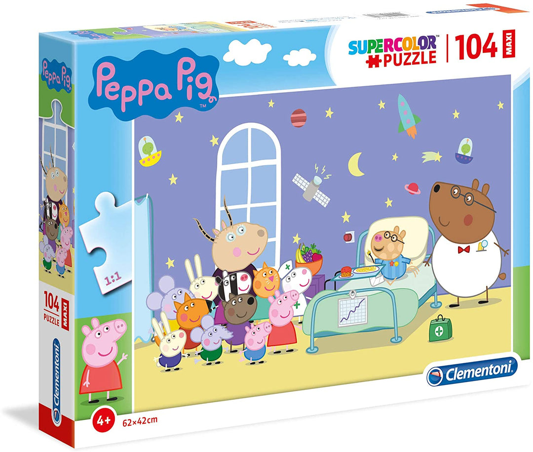 Clementoni 23735 Peppa Pig Supercolor Pig – 104 Maxi-Teile – Puzzle für Kinder ab 4 Jahren – hergestellt in Italien, Cartoon-Puzzles, mehrfarbig