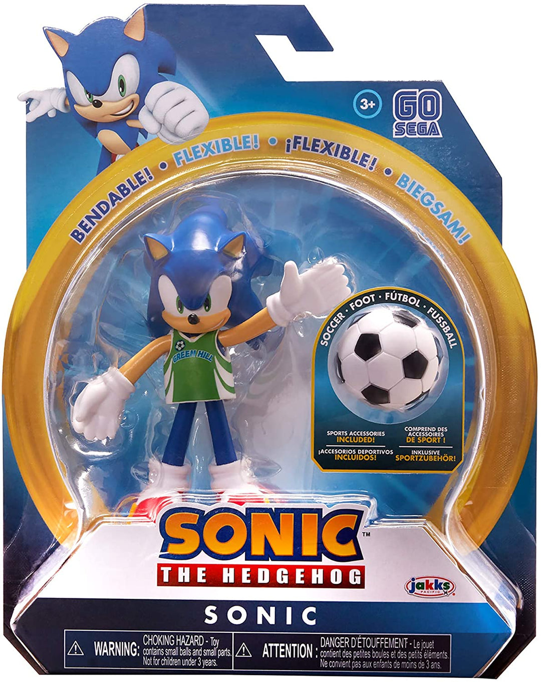 Sonic The Hedgehog Figura de acción de juguete coleccionable de 4 pulgadas con balón de fútbol