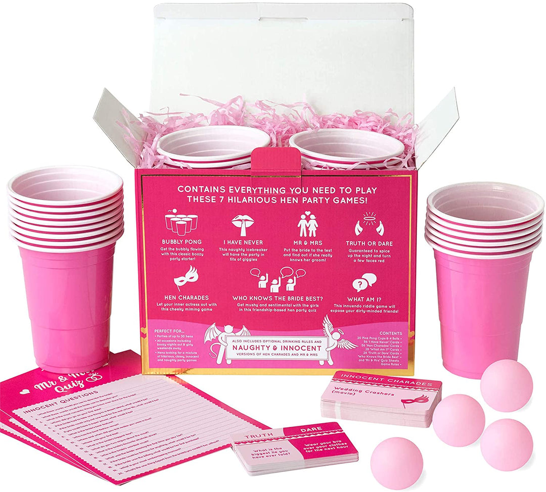 Hen Hamper - 7 Hilarious Hen Party Games (Bubbly Pong, Mr & Mrs, Hen Charades, I