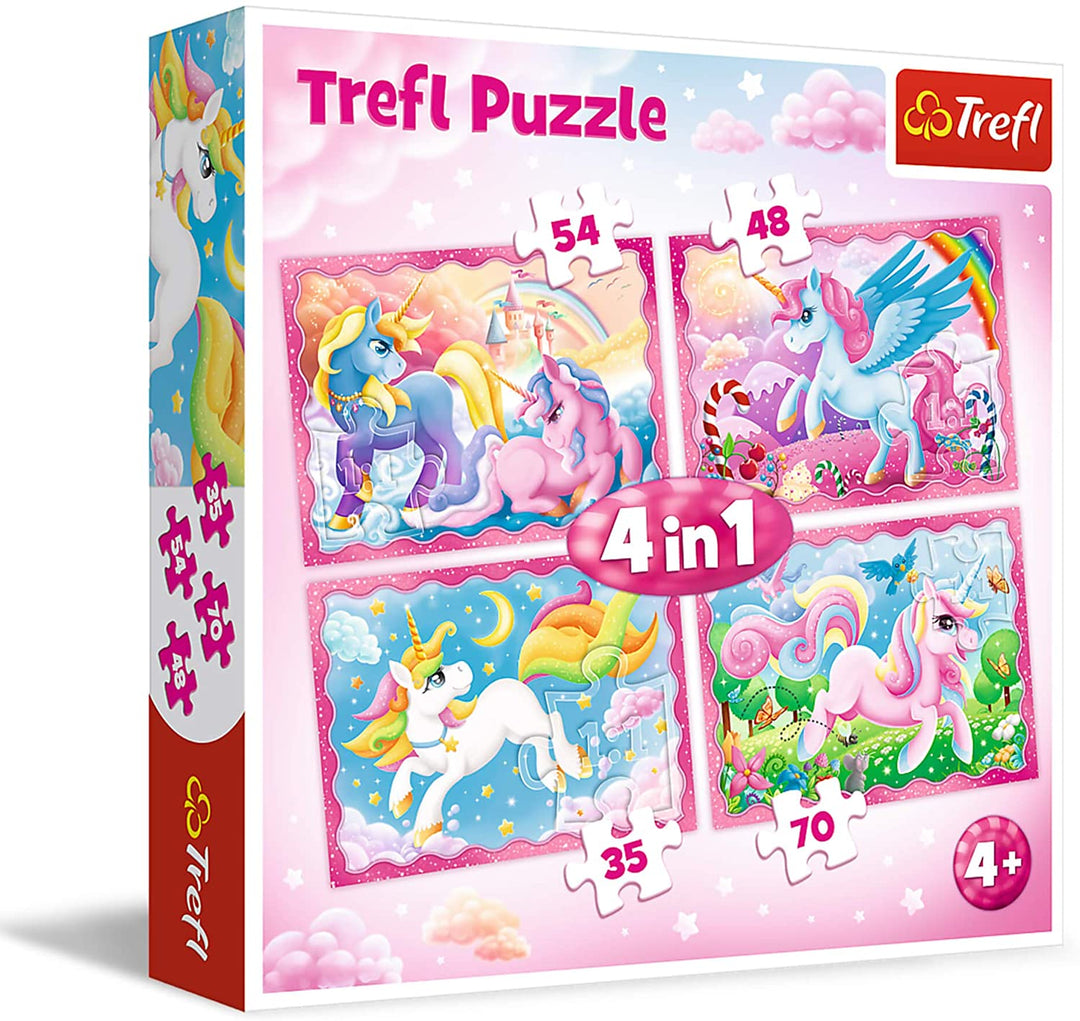 Trefl Puzzle 34321 4 in 1 Spiel besteht aus 4 unabhängigen Sets