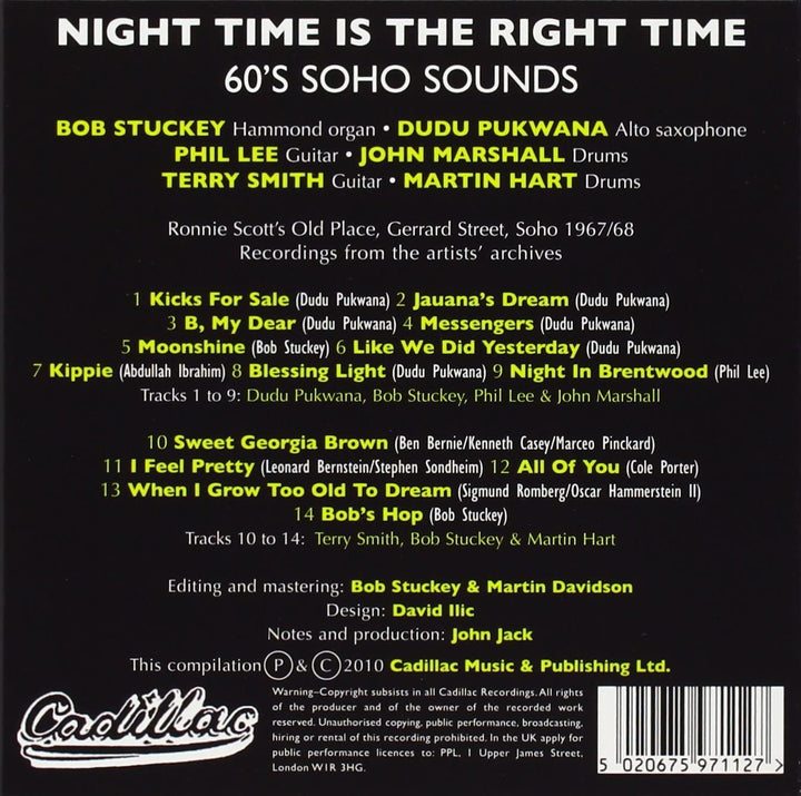 Dudu Pukwana – Night Time Is The Right Time (60er Soho Sounds) [Audio CD]