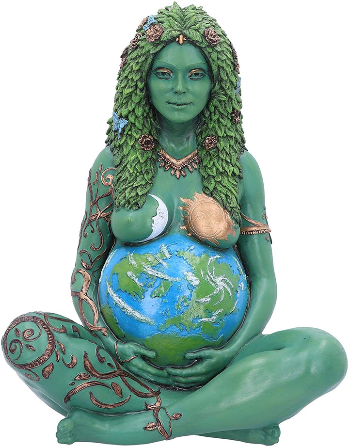 Nemesis Now Große ätherische Mutter-Erde-Gaia-Kunststatue, bemalte Figur, grün, 30 cm