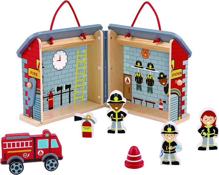 Tooky Toy TK489 Wooden Foldable Fire Station