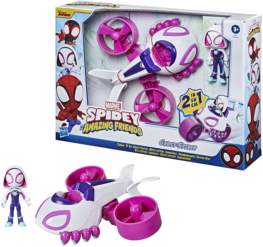 Hasbro Collectibles - Spidey y sus increíbles amigos 2 en 1 CopterCycle