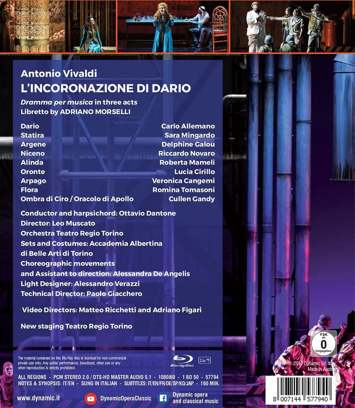 Vivaldi: L'incoronazione di Dario [Carlo Allemano; Sara Mingardo; Delphine Galou; Ottavio Dantone] [Dynamic: 57794] [2017] [Blu-ray]