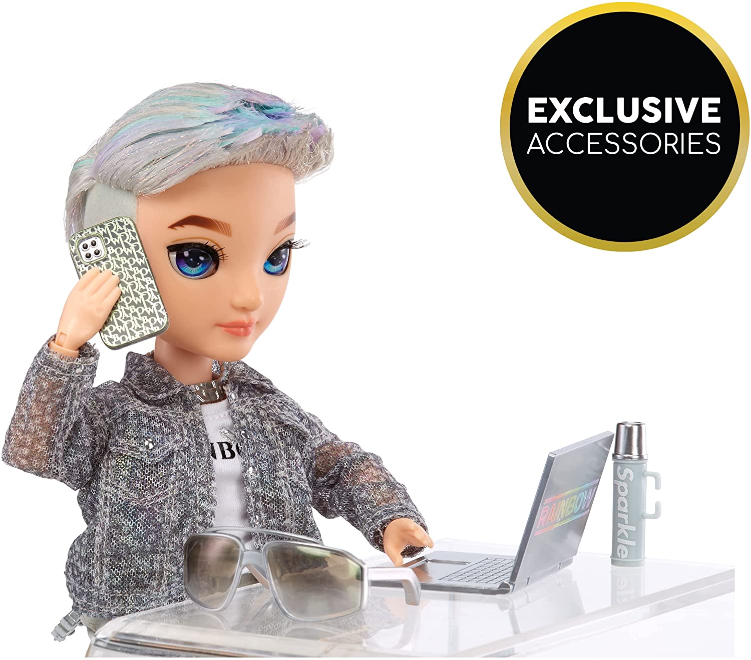 Rainbow High Fashion Doll – Aidan Russel im lila schillernden Outfit – bewegliche 6-Zoll-Puppe mit Zubehör 3