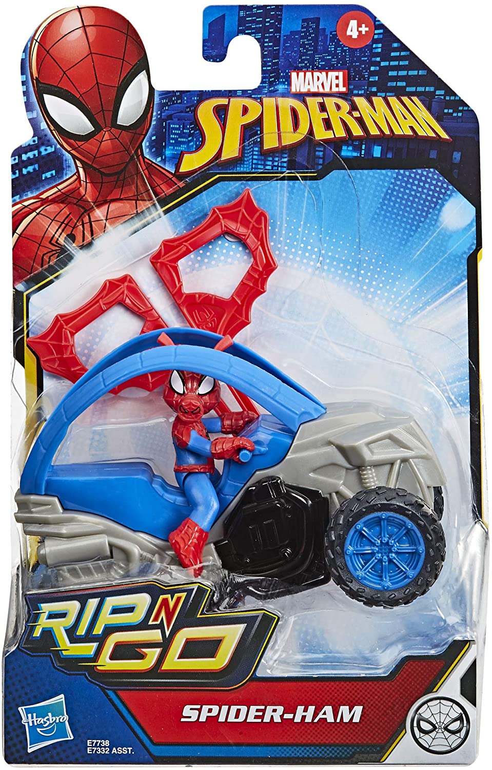 Marvel Spider-Man Rip N Go Spider-Ham Stunt Super Hero Action Figure et Véhicule