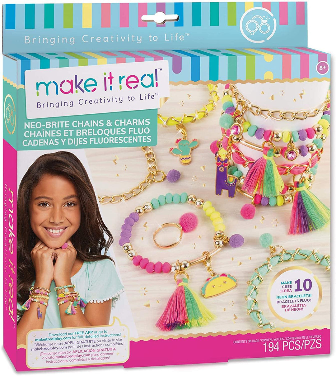 Make It Real Neo-Brite Chains and Charms Diy Gold Chain Charm Bracelet Making - Yachew
