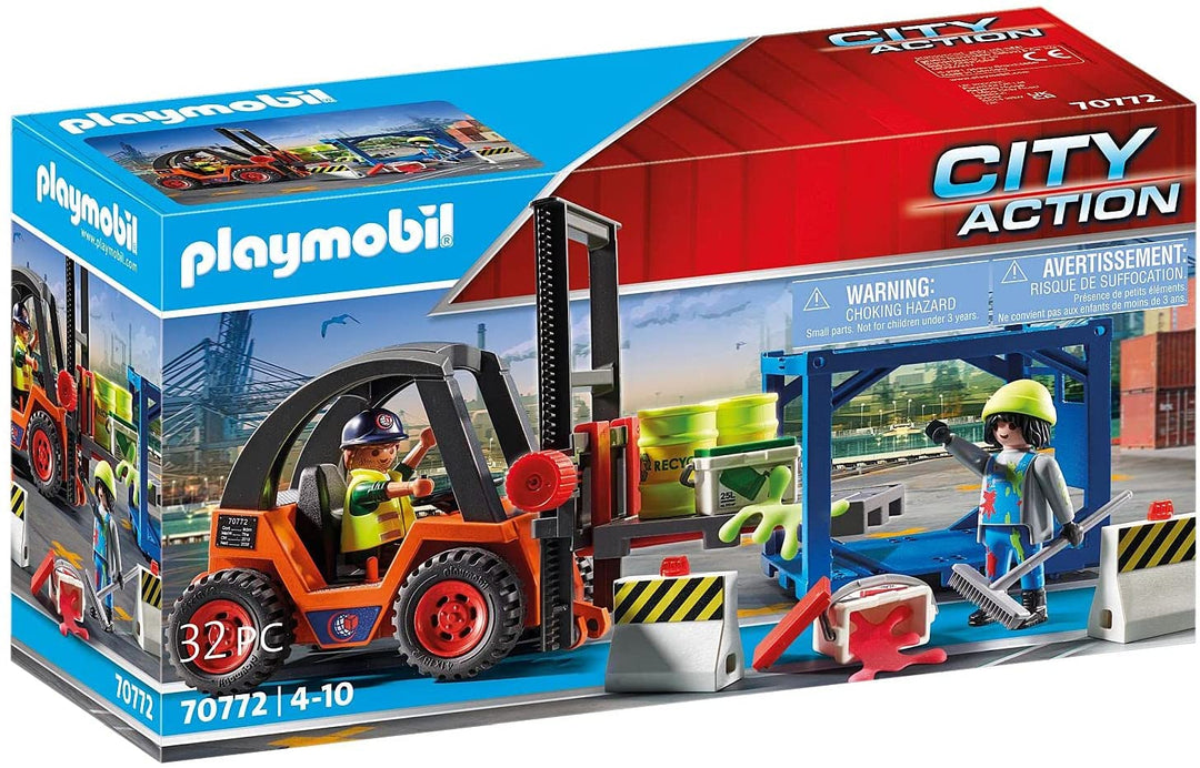 Playmobil City Action 70772 Carrello elevatore con carico, per bambini dai 4 anni in su