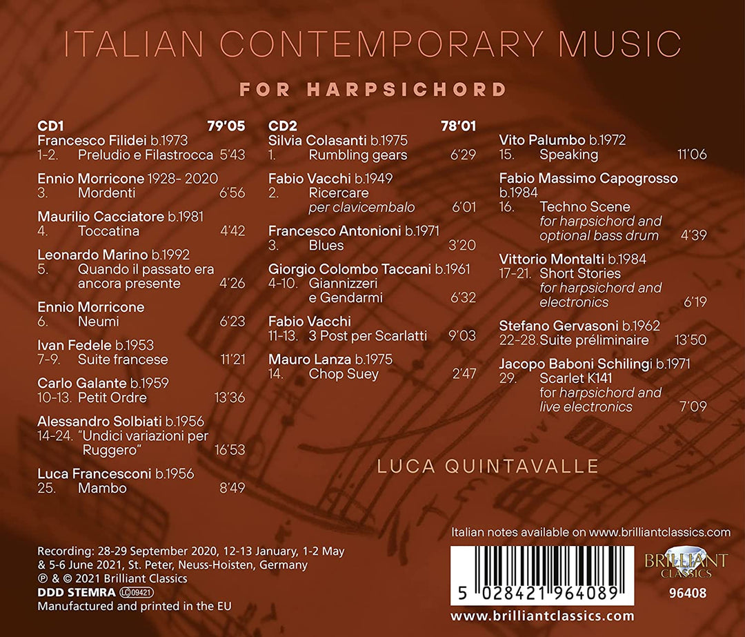 Italienische zeitgenössische Musik für Cembalo [Audio-CD]